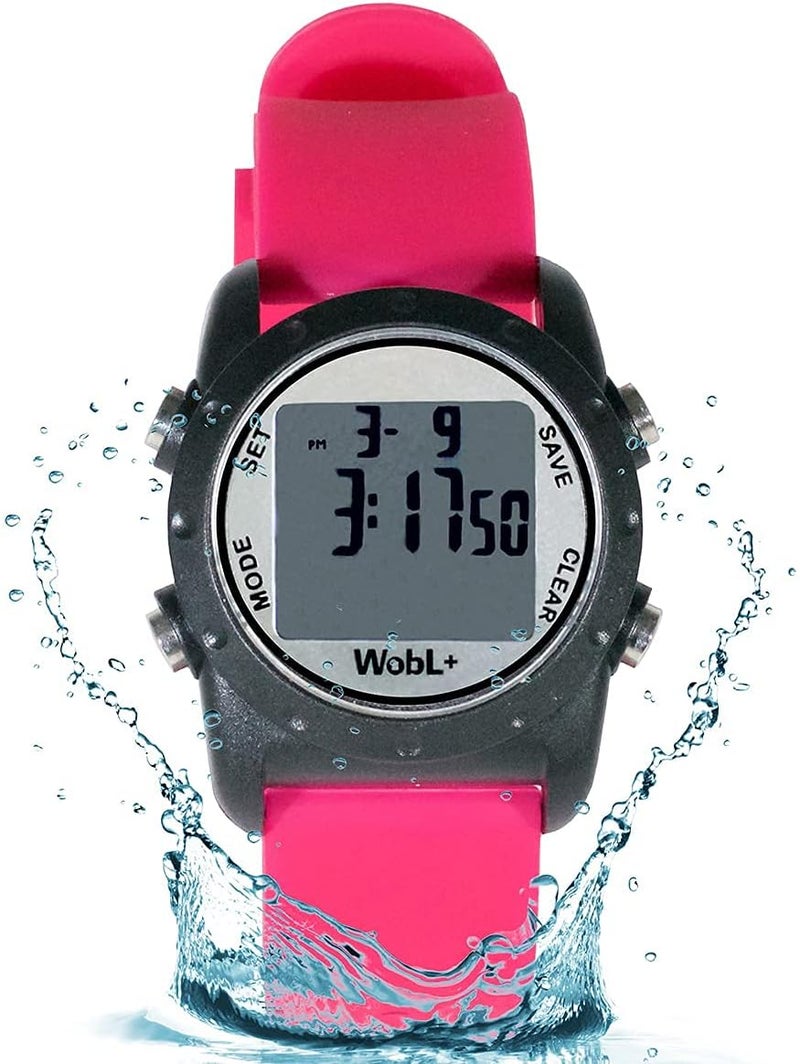 WobL + World's Smallest & Best Waterproof Vibrating 9 Alarms + Countdown Timer Wristwatch (Pink) Sports/Medicine/Meeting/Potty Reminders - Image 4